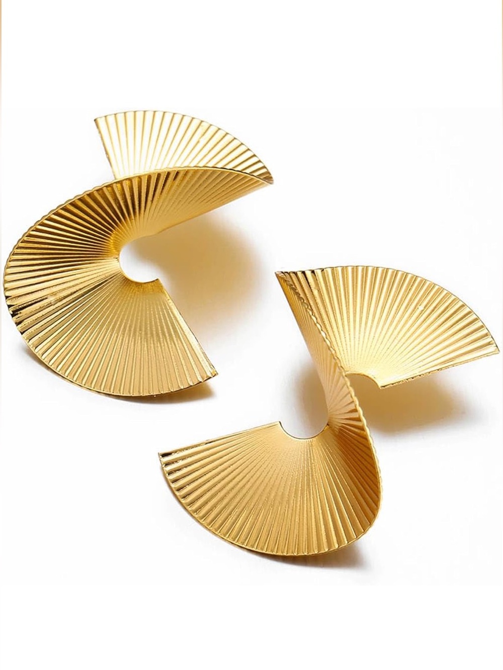 Gold Abstract Fan Earrings #Modern Statement Earrings #Minimalist Geometric Jewe